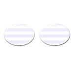 Horizontal Stripes - White and Pastel Violet Cufflinks (Oval)