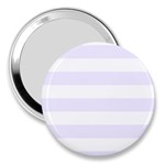 Horizontal Stripes - White and Pastel Violet 3  Handbag Mirror