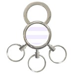 Horizontal Stripes - White and Pastel Violet 3-Ring Key Chain