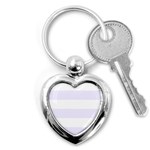 Horizontal Stripes - White and Pastel Violet Key Chain (Heart)
