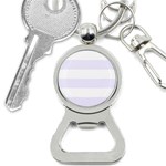 Horizontal Stripes - White and Pastel Violet Bottle Opener Key Chain