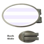 Horizontal Stripes - White and Pastel Violet Money Clip (Oval)