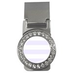 Horizontal Stripes - White and Pastel Violet Money Clip (CZ)