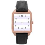 Horizontal Stripes - White and Pastel Violet Rose Gold Leather Watch