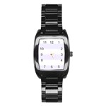 Horizontal Stripes - White and Pastel Violet Stainless Steel Barrel Watch