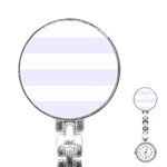 Horizontal Stripes - White and Pastel Violet Stainless Steel Nurses Watch