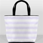 Horizontal Stripes - White and Pastel Violet Bucket Bag