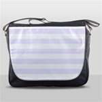 Horizontal Stripes - White and Pastel Violet Messenger Bag