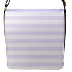 Horizontal Stripes - White and Pastel Violet Flap Closure Messenger Bag (S)