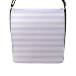 Horizontal Stripes - White and Pastel Violet Flap Closure Messenger Bag (L)
