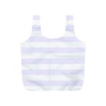 Horizontal Stripes - White and Pastel Violet Full Print Recycle Bag (S)