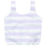 Horizontal Stripes - White and Pastel Violet Full Print Recycle Bag (XL)