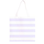 Horizontal Stripes - White and Pastel Violet Grocery Light Tote Bag