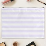 Horizontal Stripes - White and Pastel Violet Cosmetic Bag (XXXL)