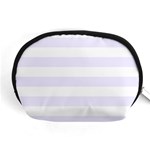 Horizontal Stripes - White and Pastel Violet Accessory Pouch (Medium)