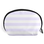 Horizontal Stripes - White and Pastel Violet Accessory Pouch (Large)