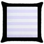 Horizontal Stripes - White and Pastel Violet Throw Pillow Case (Black)