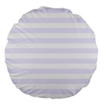 Horizontal Stripes - White and Pastel Violet Large 18  Premium Round Cushion