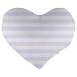 Horizontal Stripes - White and Pastel Violet Large 19  Premium Heart Shape Cushion