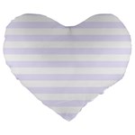Horizontal Stripes - White and Pastel Violet Large 19  Premium Flano Heart Shape Cushion