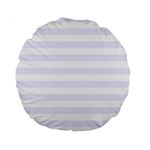 Horizontal Stripes - White and Pastel Violet Standard 15  Premium Round Cushion