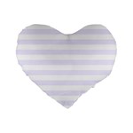 Horizontal Stripes - White and Pastel Violet Standard 16  Premium Flano Heart Shape Cushion