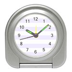 Horizontal Stripes - White and Pastel Violet Desk Alarm Clock