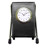 Horizontal Stripes - White and Pastel Violet Pen Holder Desk Clock