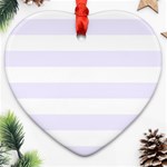 Horizontal Stripes - White and Pastel Violet Heart Ornament (Two Sides)