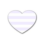Horizontal Stripes - White and Pastel Violet Rubber Coaster (Heart)