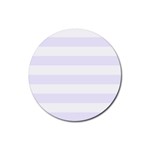 Horizontal Stripes - White and Pastel Violet Rubber Coaster (Round)