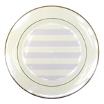 Horizontal Stripes - White and Pastel Violet Porcelain Plate