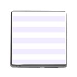 Horizontal Stripes - White and Pastel Violet Memory Card Reader (Square)
