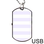 Horizontal Stripes - White and Pastel Violet Dog Tag USB Flash (Two Sides)