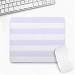 Horizontal Stripes - White and Pastel Violet Large Mousepad