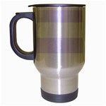 Horizontal Stripes - White and Pastel Violet Travel Mug (Silver Gray)