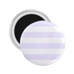 Horizontal Stripes - White and Pastel Violet 2.25  Magnet