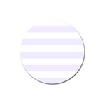 Horizontal Stripes - White and Pastel Violet Magnet 3  (Round)