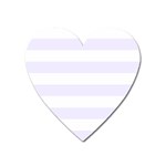 Horizontal Stripes - White and Pastel Violet Magnet (Heart)