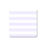 Horizontal Stripes - White and Pastel Violet Magnet (Square)
