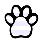 Horizontal Stripes - White and Pastel Violet Magnet (Paw Print)