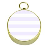 Horizontal Stripes - White and Pastel Violet Gold Compass