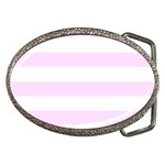 Horizontal Stripes - White and Pale Thistle Violet Belt Buckle