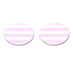 Horizontal Stripes - White and Pale Thistle Violet Cufflinks (Oval)