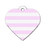 Horizontal Stripes - White and Pale Thistle Violet Dog Tag Heart (One Side)