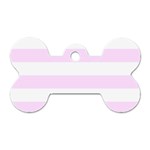 Horizontal Stripes - White and Pale Thistle Violet Dog Tag Bone (One Side)