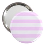 Horizontal Stripes - White and Pale Thistle Violet 3  Handbag Mirror