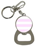 Horizontal Stripes - White and Pale Thistle Violet Bottle Opener Key Chain