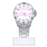 Horizontal Stripes - White and Pale Thistle Violet Nurses Watch