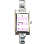 Horizontal Stripes - White and Pale Thistle Violet Rectangle Italian Charm Watch